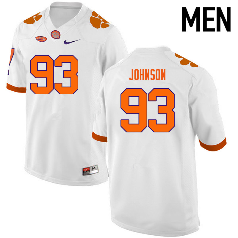 Men Clemson Tigers #93 Sterling Johnson College Football Jerseys-White - Click Image to Close